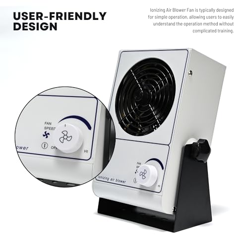 Ionizing Air Blower Fan Ion Anti-Static Elimination Discharge ESD Blower Fan 110V Ionizer Desktop Fan Eliminator