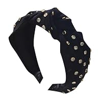 Bravetoshop Vintage Twisted Faux Pearl Tie Beading Headband Women Wide Hair Hoop Velvet Headwear Hairband(A)