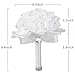 TRUE LOVE GIFT White Bouquet for Bride 8.3 Inches - Wedding Bouquets With Diamond Soft Ribbons, Artificial Rose Bridal Holding Flowers for Bridesmaids