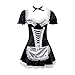 Ciel Infini Women's French Maid Costume Sexy Satin Layered Halloween Fancy Dress,Black,Tag XL=US M