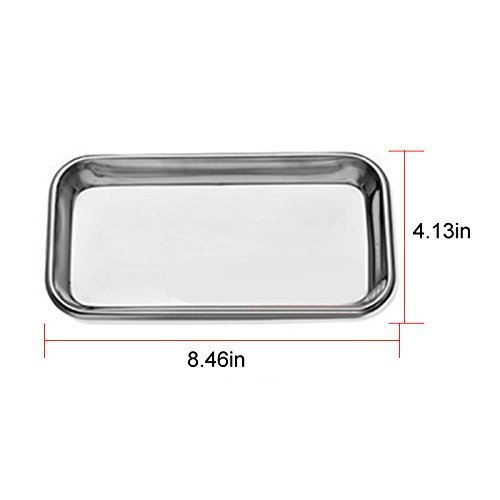 Genmine Dental Medical Trays Stainless Steel Surgical Trays Lab Instrument Length 8.46in X Width 4.13in 2 PCS (Silver)