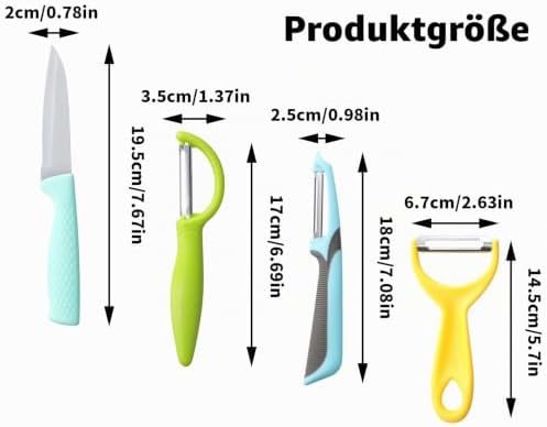 4 Stück Schäler, Edelstahl-Rotationsschäler für Gemüse, Obstmesser mit Rutschfestem Griff für Kartoffeln, Äpfel, Karotten, Gurken — Foto 2 von 7