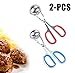 Meat Baller, Justdolife 2 PCS Stainless Steel Meat Baller Tongs with Detachable Rubber Grips Cake Pop Meatball Maker Ice Tongs Cookie Dough Scoop for Kitchen, Ball Size 1.38