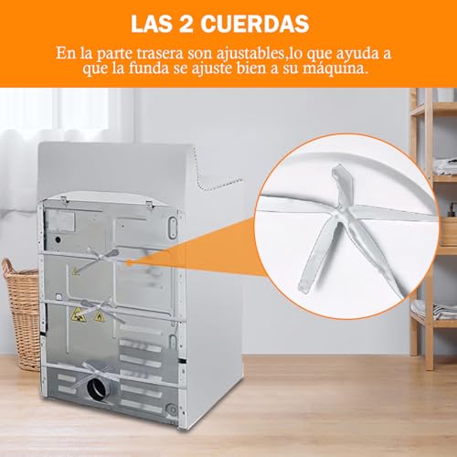 KIROGILY Funda para Lavadora, Funda de Lavadora y Secadora Resistente A Los Rayos UV, al Polvo y al Agua, Cubre Lavadora Ajustable con Almohadillas Antivibración de 4 Piezas y Dos bolsas para lavadora