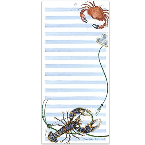 Emma Ball Magnetic Slim Notepad - Fruits of The Sea (Lobster and Crab) by Caroline Cleave
