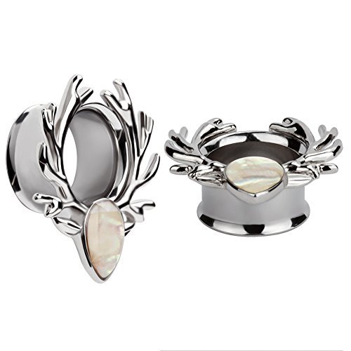 Huacan Ear Tunnels Plugs Gauges Stretchers 2Pcs Stainless Steel Flesh Tunnels Piercing Jewellery