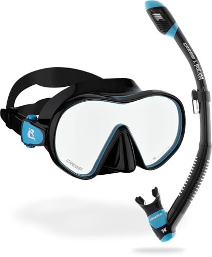 CRESSI Limited Edition HiroQuest Adult Mask & Snorkel Set Made by Cressi x Steve Aoki_Maschera F-Dual+Snorkel Supernova Dry, Taglia Unica, Unisex