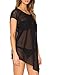 May&Maya Women's Sheer Mesh Asymmetry Hem Top (S, Black)