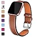 Maledan Bands Compatible with Fitbit Versa, Classic Genuine Leather Wristband Replacement Accessories Fitness Strap for Women Men, Chocolate Brown, Large