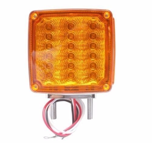 2pc Amber/Red 39 LED Double Face Stud Mount Pedestal Fender Stop Turn Tail Light for Truck Trailer Peterbilt Freightliner Kenworth Mack Western Star. Left and Right Side Lights