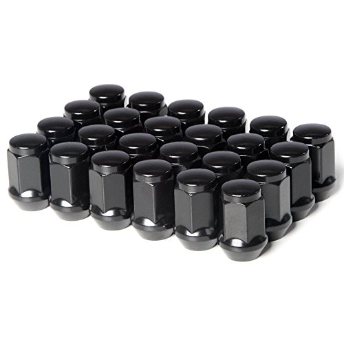 DPAccessories Black Closed End Bulge Acorn Lug Nuts – M12x1.5, 60° Cone Seat, 19mm Hex – 24 Pack