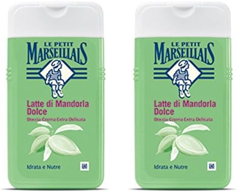 Le Petit Marseiliais: "Latte di Mandorla Dolce" Shower Cream, Sweet Almond Milk Scent * 8.45 Fluid Ounce (250mL) Bottles (Pack of 2) * [ Italian Import ]