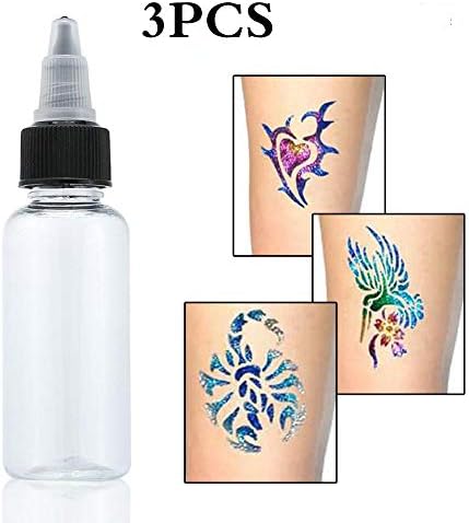 GTFHUH 3 pcs 30 ML Transparent Plastic Tattoo Ink Pigment Bottles Microblading Ink Container White Twist Cap Tattoo Accessories Supplies