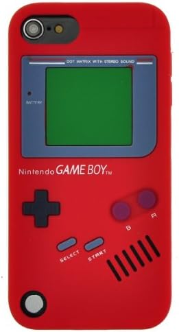 JiLee Game Boy Style Silicone Case Cover Skin for Apple iPod Touch 5 -Red(Random Gift 2 PCS Cartoon Sticker)