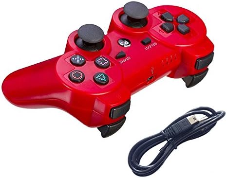 Macobr Bluetooth Wireless Controller For PS3 Double Shock - Bundled with USB charge cord (Red)