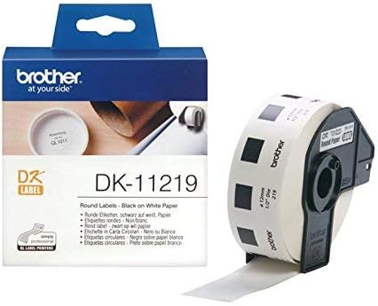 Brother DK-11219 Label Roll, Round Labels, Black on White, 1200 Labels, 12mm, Brother Genuine Supplies, White With Black - Image 3