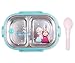 Frozen Princess Pink Zippered Insulated Food Bag + Light Blue Stainless Steel Compartment Bento Container Box with Clear Lid set for picnic