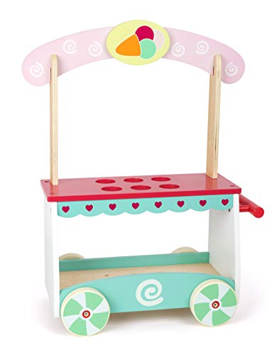 Small Foot Eiswagen aus Holz, Kaufladen Zubehör auf beweglichen Rädern, für Kinder ab 3 Jahren, 11065 Spielzeug, Mehrfarbig – Bild 3