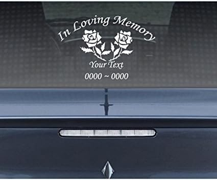 Custom Roses 1 in Loving Memory Personalized Car-Wall-Vinyl Decals Stickers (8 Inches)