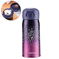 EsOfficce Water Bottle Thermoses,Stainless Steel Vacuum Insulated Keep Hot Cold Thermal Flask,Leak Proof BPA Free Thermal Cups for Kids Adult Office School Indoor Outdoor,12oz,Starry Gradient Red