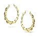 GemGem Jewelry Round Hollow Casting Bamboo Hoop Pincatch Earrings (3.5 inches, Gold Color)