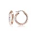 Hoops & Loops 925 Sterling Silver Rose Gold Plated Diamond Cut Round Click-Top Hoop Earrings for Women & Teen Girls, 15mm-50mm
