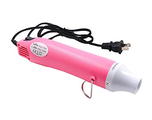 mofa emboss Heat Gun, Hot Air Gun Tools Shrink Gun with Stand For DIY Embossing And Drying Paint Multi-Purpose Electric Heating Nozzle 300W 110V (Pink,White)