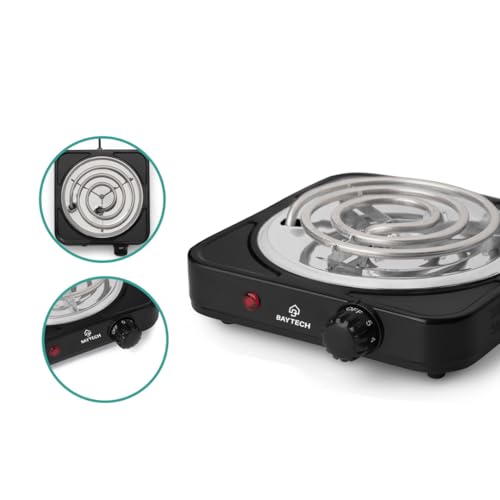 Fogareiro Elétrico Espiral 1 Boca 1000W Portátil BAYTECH (Preto, 220V)