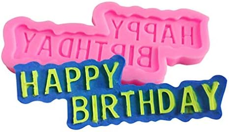 Pink Silicone Mold 3D Happy Birthday Alphabet Fondant Sugarcraft Cake Chocolate Baking Mold DIY Cupcake Topper Decoration by SamGreatWorld