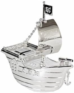 Silver In Paris Pirate Ship-Silver Metal Money Box