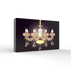 Canvas Wall Art - Crystal Chandelier for Living Room - Modern Home Art Stretched and Framed Ready to Hang - 12x18 inches