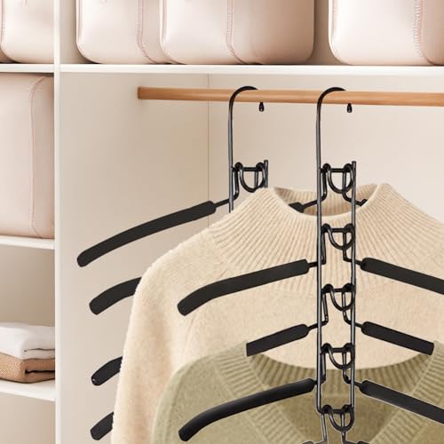 LUKANATO Ganchos para Ropa, 2 Piezas Ganchos para Pantalones Multicapa Desmontable, Perchas Plegables Multifuncionales para Jerseys, Camisas y Trajes