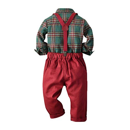 DA-8 Toddler Baby Boys Gentleman Bow Tie Plaid T-Shirt Tops+