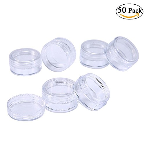 niceEshop(TM) 50 Pieces Travel Cosmetic Sample Containers 5 Gram Plastic Pot Jars