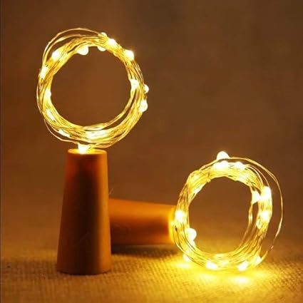Himack 20 LED Wine Bottle Cork Copper Wire String Lights, 2M/7.2FT Battery Operated (Warm