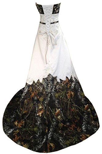 MILANO BRIDE Inexpensive Camo Wedding Dress Prom Gown Strapless Embroidery-26W-Camo&White