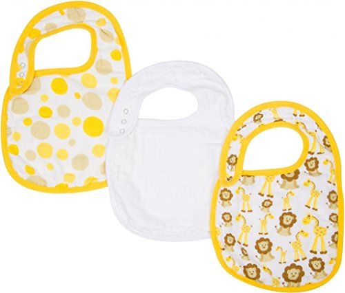 MiracleWare Muslin Skinny Bib, Giraffes and Lions, 3 Pack