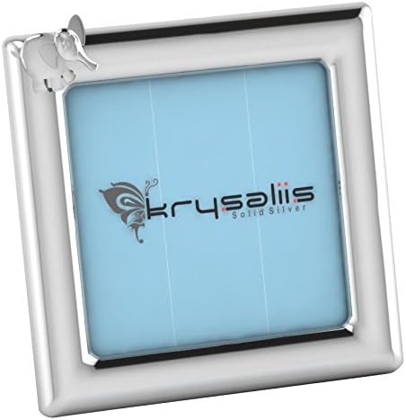 Krysaliis Sterling Silver Elephant Square Frame  - Blue Stand