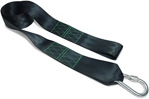 Happy Turtle Toys Swing Strap for Rope Tree Swing - Includes 5 Feet Strap &amp; Carabiner (Black and Green)