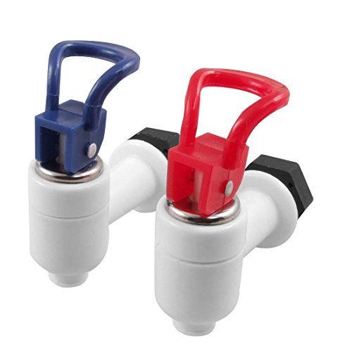 SODIAL(R) Plastic Water Dispenser Machine Faucet Tap 2 Pcs Red Blue White
