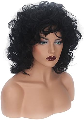 OYSRONG Women's Medium Wavy Lace Cap Afro Wig (black)