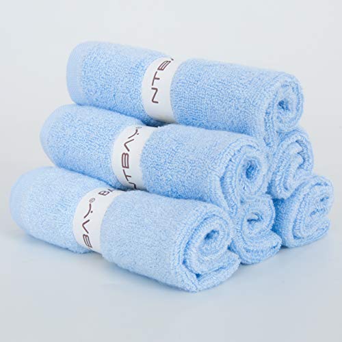 NTBAY 6 Pack Baby Washcloths, Extra Soft Newborn Baby Face Towel Perfect Gifts Set, 10 x 10 Inches, Blue