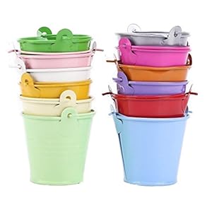 Leisial 12pcs Macetas para Flores Mini Cubos de Metal Multicolor Mini Barril de Hojalata Decoracion Mesas
