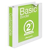Wilson Jones Round Ring View Binder, 2 Inch, Basic, 362 Series, Customizable, White (W362-44W)