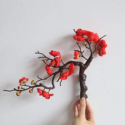 Alisy Plum Blossom Artificial Flowers, Silk Fake Flowers Floral for Home Bridal Wedding Bouquet Party Decor