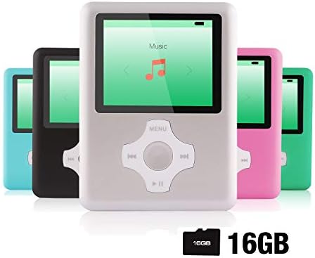 Ultrave MP3/MP4 Player with 16G SD Card, Portable Lossless Sound Player, Rechargeable MP3 Player, Also Support Ebook, Image, 1.8 inches LCD Screen MP3 Music Player -Silver