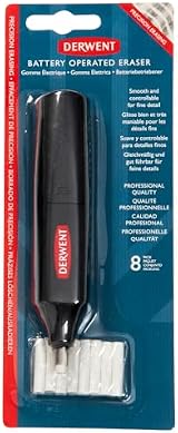 Derwent Battery-Operated Eraser Pen with 8 Replacement Erasers Black view 2