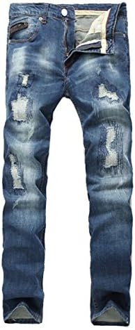 Ameyda Men's Slim Fit Black Stretch Destroyed Ripped Skinny Denim Jeans