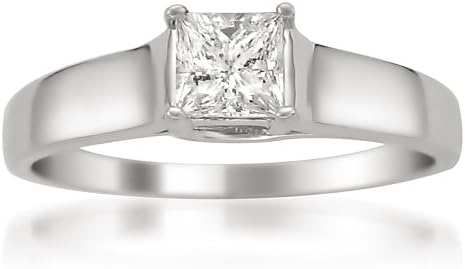 14k White Gold Princess-cut Diamond Solitaire Engagement Ring (1/2 cttw, H-I, I1-I2)