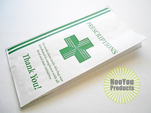 Green Health Cross - Dispensary Prescription Bags (10x5x2) Gusseted Paper Pharmacy Bag, Medication Packaging for Drug Stores, Designed with Collectives in Mind - With Compliance Statement (100)